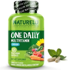 NATURELO Mens Multivitamins - One Daily Multivitamin for Men with Vitamins, Minerals & Organic Whole Foods, Boost Energy & Health, Non-GMO, 120 Vegetarian Capsules