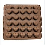 Sizkii 4 Pack Valentine Love Shape Chocolate Molds, Kitchen Accessories DIY Non-Stick Cake Love Heart Candy Molds Heart Shaped Food-Grade Silicone Mold Baking Moulds Party Wedding (Love Heart Shape)