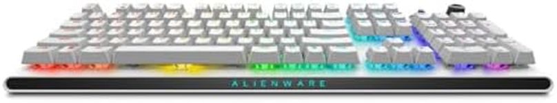 Alienware AW920K Tri-Mode Wireless Gaming Keyboard. Magnetic snap on Charging, 2.4 GHZ Wireless, 5.1 Bluetooth, Cherry MX Red Switches - Lunar Light