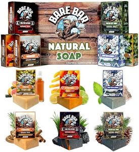 Bare Bar Men's Natural Soap Bar Bundle (6-Pack) - Exfoliating & Eczema-Friendly - Turmeric, Woodsman, Molten Lather, Fresh Cut Pine, Deep Sea Cleanse, Citrus Burst... - Men's Soap Bars UK - Gift set