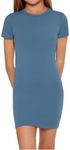 SHENHE Girl's Basic Short Sleeve Crew Neck Bodycon T Shirt Pencil Mini Dresses Soft Blue 9Y