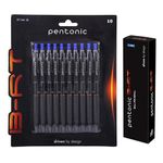 Pentonic B-RT 0.7mm Retractable Ball Point Pen Blister Pack & Refill Combo | Blue Ink | 10 Pcs Pens with 10 Pcs Refills