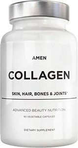 Amen Multi Collagen Peptides Capsules with Hyaluronic Acid and Vitamin C - 5 Types of Grass Fed Hydrolyzed Collagen Protein Type I, II, III, V, X - Amino Acids - Natural Collagen Supplement - 90 Pills