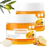 2Pcs Turmeric Body Scrub With Loofah, Turmeric and Vitamin C Body Scrub, Exfoliating Scrub, Remove Dead Skin Improve Dark Spots, Natural Scrub For Neck, Armpit, Back, Body Care for Men Women