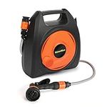 ValueMax Garden Hose Reel with 10M Hose | Portable and Wall Mounted Hose Reel with Adjustable 7 in 1 Spray Nozzle | Compact and Lightweight Hose Reel