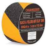 CHUANGSEED Heavy Duty yellow and black Anti Slip Tape 2" x 35Ft (5cm x 10.6m) High Traction strong grip Tape For Outdoor/Indoor Safety Non Skid Roll Traction Tread Warning Tape