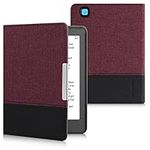 kwmobile Case Compatible with Kobo Aura Edition 2 - PU Leather and Canvas e-Reader Cover - Dark Red/Black