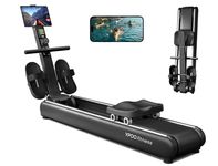 YPOO Rowing Machines, Magnetic Rowing Machines for Home Gym, 16 Levels Resistance Rowing Machine Foldable Quiet with Dual Slide Rail, 350lb Folding Rowing Machine with LCD Display Seat Cushion & App