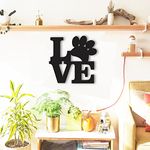 300Sparkles Dog Love Sign Pet Friends Wooden Wall Decor Hanging Frame For Home Living Room Pet House Decorative Item for Dogs Lover Friends and Family Black (Style-2)