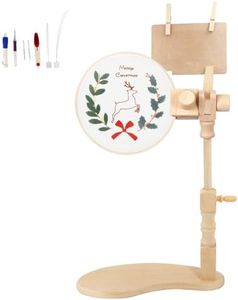 SolidGnik Small Embroidery Stand, Embroidery Hoop Holder,Rotated Cross Stitch Stand,Wood Embroidery Hoop Holder