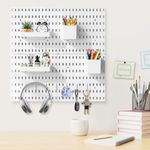 Auch 4 Pieces Pegboard Combination Wall Organizer Kit, Pegboard and 11 Accessories Modular Hanging, Wall Mount Display Pegboard Panel Kits, Peg Board Organizer for Home Office (4 Wall Organizer Kit)