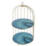 Lurrose Cosmetics Storage Rack Antique Mirrored Bird Cage Jewelry Holder Metal Dessert Cupcake Stand Necklace Earring Organizer Display Vanity Tray Two Tier Perfume Tray 36X19. 6X19. 6CM