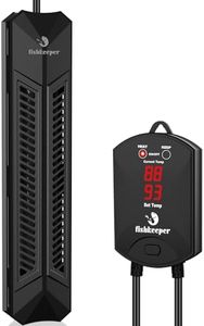 fishkeeper Aquarium Heater, 500 W Adjustable Fish Tank Heater with Digital Display Controller, Submersible Water Heater with Thermostat Over-Temperature Protection for Saltwater Freshwater 66-132 Gal