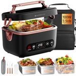 Zapone 2X1.2L Cordless Electric Lunch Box for Adults,6x4000mAh Rechargeable Lunch Box Upgared 100W 5D Surround Heat Tech,Food Warmer 220°F Max,with Dual Insulated Bag,BPA Free,Brown