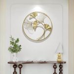 SHREE 'O' GREEN TECH - Metal Wall Decor Round Leaf Frame for Living Room, Modern Metal Wall Art Wall Sculptures Handmade Home Decoration for Dinning Room/Bedroom/Entryway/Kitchen/Office (24X24 Inch)