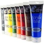 Chiltern Arts 8 Tubes of Assorted Colour Acrylic Paint - Tubes 120 ml (Pack of 8)