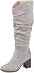 Journee Collection Womens Aneil Slouch Boot with Slouchy Vegan Suede and Inside Zip Closure, Grey (Extra Wide Calf), 8.5 Wide