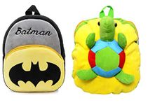 blue tree Kid's Cute Plush Animal Cartoon Mini Travel Embroidery Backpack,1-6 Years (Batman-Tortious)