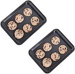 HYTK 2 Small Baking Sheets 9.45 X 7.09 Inch (Inner 7.5x6) Mini Cookie Tray Toaster Conventional Oven Pan Nonstick No Warp Magnetic Bakeware for 1 or 2 Person