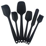 Lychico Silicone Spatula Set (6 Piece), Food Grade Rubber Spatulas for Baking, Cooking, and Mixing High Heat Resistant Non Stick Dishwasher Safe BPA-Free, Black