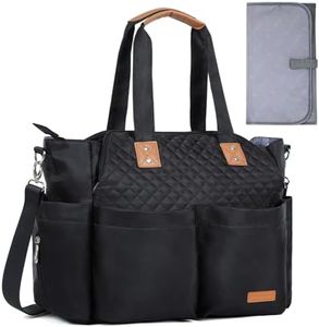 Lekebaby Diaper Bag Tote, Large Diaper Bags Waterproof,Large Mommy Bag for Hospital, Baby Bags for Mom Travel Diaper Tote Messenger Purse, Quilted Black