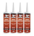 Liquid Rubber Asphalt Crack Filler - Professional-Grade Self-Leveling Waterproof Sealant for Driveway, Parking Lot & Walkway Cracks - Black 10oz - Helps Stop Water Intrusion & UV Damage - 4 Pack