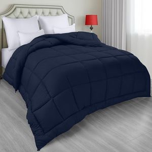 Utopia Bedding All Season Down Alternative Quilted Queen Comforter, Duvet Insert with Corner Tabs, Machine Washable, Bed Comforter (Navy)