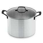 GrandTies Tri-Ply Stainless Steel Stock Pot Induction Cookware – 12 QT Capsule Bottom Stainless Steel Pot, Marquina Black Metal Handles Kitchen Cooking Large Pot with Lid, Dishwasher Safe Pot & Pan