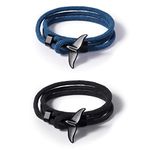 FINEASY 2Pcs Bracelets for Men & Women, Nylon Friendship Bracelet Mens, Adjustable, Handmade, Whales Tail Paracord Bracelets, Spiritual Gifts for Women and Men, Black Blue (1)