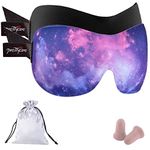 3D Sleep Mask By PrettyCare 2 Pack (Ultra Violet and Black) Eye Mask for Sleeping, 3D Contoured Sleep Mask Blindfold with an Ear Plugs, a Silk Travel Bag, Night Eyeshade for Men and Women