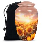 SUBSH Sunflower Twilight - Large with Velvet Bag - Urn for Human Ashes for Adult Male & Female - Memorial for Human Remains Mom & Dad - Cremation Urn for Adult Men & Women - Funeral Decorative Urns