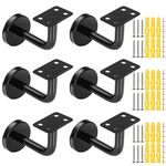 6Pcs Black Handrail Bracket Stainless Steel Stair Railing Brackets with Mounting Screws, Handrail Brackets for Staircase, Stairway