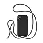 UEEBAI Crossbody Lanyard Phone case for iPhone 11 6.1 inch, Silicone Phone Cover with Adjustable Necklace Strap Soft Belt Neck Cord Lanyard Shockproof Protective Case - Black