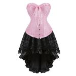 Grebrafan Bustiers Corsets Women with Tutu Skirts Cosplay Halloween Costume (UK(16-18) 3XL, Pink)