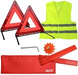 DEDC DEDC 4 Pack Visibility Car Emergency Roadside Kit Safety Set with Warning Triangles LED Road Flares Reflective Safety Vest for Car Truck SUV