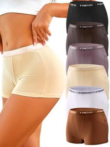 FINETOO Womens Cotton Boy Shorts Underwear Full Coverage Soft Boxer Briefs High Waisted Panties for Lady Girls 6 Pack(XXL)