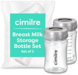 Cimilre Breast Milk Storage Bottle Set, Breastmilk Storage Set with Milk Storage Bottles, Discs & Covers for Fridge, 5 oz. Bottles (Set of 2)