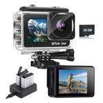 Nvgfelis Action Camera FHD 1080P 16MP with 32GB Memory Card - 131FT/40M Waterproof Dual Screen Sports Camera,2X Batteries & Multifunctional Accessories Kit for Helmet, Bicycle