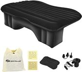 Goplus Inflatable Car Air Mattress, Backseat SUV Air Bed with Pillow, Portable Truck Air Mattress for Camping, Travel, Rest, Thickened Home Sleeping Pad w/Flocking Surface, Electric Air Pump, Black