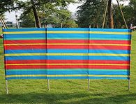 Hut 4 5 6 8 10 Pole Windbreak Wooden Windbreaker Beach Camping Caravan Holiday Sun Screen Shelter Tall Wind Break (4 Poles (4ft High x 7ft Long))