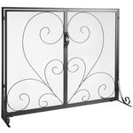 VEVOR Fireplace Screen 2 Panel with Door, Sturdy Iron Mesh Fireplace Screen, 39"(L) x31.6(H) Spark Guard Cover, Simple Installation, Free Standing Fire Fence Grate for Living Room Home Decor Vintage