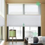 Yoolax Motorized Day and Night Cellular Shades with Remote, Top Down Bottom Up Blinds Work with Alexa, Blackout and Light Filtering Honeycomb Blinds Custom Size(White Light Filtering+Black Blackout)