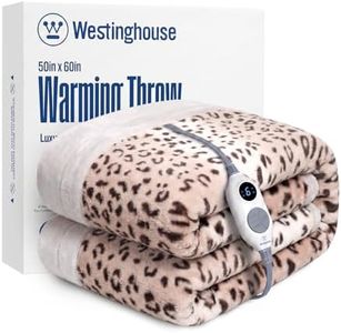 Westinghouse Heated Throw Blanket, Leopard Electric Throw Blanket, Luxury Faux Fur to Flannel Reversible, 6 Heating Levels & 2-10 Hours Time Setting, Machine Washable(Throw, 50"x60")