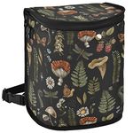 Oarencol Mushrooms Car Trash Can Vintage Flower Butterfly Dragonfly Car Garbage Bag with Lid Hanging Waterproof Leak Proof Vehicle Storage Bin