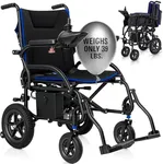 Vive Lightweight Electric Wheelchair for Adults - Foldable Power Wheel Chair - Collapsible, Folding, Ultralight, Motorized, Light Weight Travel Senior Carbon Fiber Mobility Aid - Weighs 39 lbs