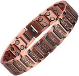 MagnEnergy Copper Bracelet for Men for Joint Pain 99.9% Pure Copper Cross Magnetic Bracelet with Sizing Tool Adjustable Copper Jewelry Gifts, 8.7inches, Pure Copper