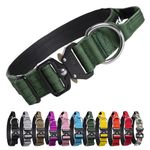 TSPRO Premium Dog Collar with Handle Thick Dog Collar Adjustable Dog Collar Heavy Duty Quick-Release Metal Buckle Dog Collar for Small or Medium to Extra Large Dogs(M-Green)