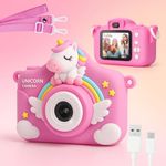 Toy Imagine Kids Digital Camera 4.8 MP Photos & 1080p Video 2" Screen, USB Rechargeable & Portable Fun Mini Toy Camera for Boys & Girls Age 3–10 Educational Birthday Gift (Unicorn)SD Card Not Included