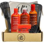 Shampoo and Conditioner Set Bundle-7 Items with Cantu Cleansing Cream Shampoo and Hydrating Conditioner 13.5oz | Curl Activator Cream and Define & Shine Custard 12oz Detangling Brush | Hanging Shower Comb I Shower Massage Brush