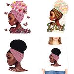 LotCow 3 Pcs Washable Heat Transfer Stickers Iron On Transfer Patches Black Girl Iron On Patches African Women Heat Transfer Patches for T-Shirt Jackets Jeans Bags Pillows Backpacks